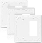 Combination Metal Light Switch Covers Wall Plate, 1 Blank/1 Decorator Switch Plate Outlet Covers Off White Decorative 2 Gang Wall Plate - Classic Retro Style, 3 Pack
