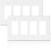 2 Pack Quad Decorator Switch Covers Wall Plate, Off White Metal Decorative Rocker Switch Plates