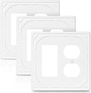 Combination Metal Light Switch Covers Wall Plate, Outlet /1 Decorator Switch Plate Outlet Covers Off White Decorative 2 Gang Wall Plate - Classic Retro Style, 3 Pack