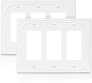2 Pack Triple Decorator Switch Covers Wall Plate, Off White Decorative Metal Rocker Switch Plates