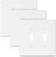 Double Toggle Light Switch Covers Plate, Metal Material 2 Gang Wall Plates for Double Light Switch, Off White Decorative Switch Plate Cover - Classic Retro Style, 3 Pack