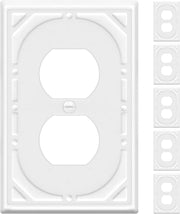 6 Pack Duplex Outlet Covers Wall Plates, Off White Metal Electric Receptacle Cover, Classic Retro Style Decorative Switch Plate and Outlet Cover, 1 Gang Wall Plate for Electrical Outlets