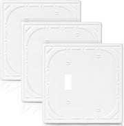 Combination Metal Light Switch Covers Wall Plate, 1 Toggle/1 Blank Switch Plate Outlet Covers Off White Decorative 2 Gang Wall Plate - Classic Retro Style, 3 Pack