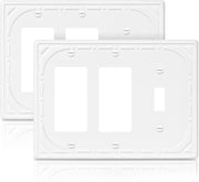 Combination Metal Light Switch Covers Wall Plate, 1 Toggle/2 Decorator Switch Plate Outlet Covers Off White Decorative 3 Gang Wall Plate - Classic Retro Style, 2 Pack