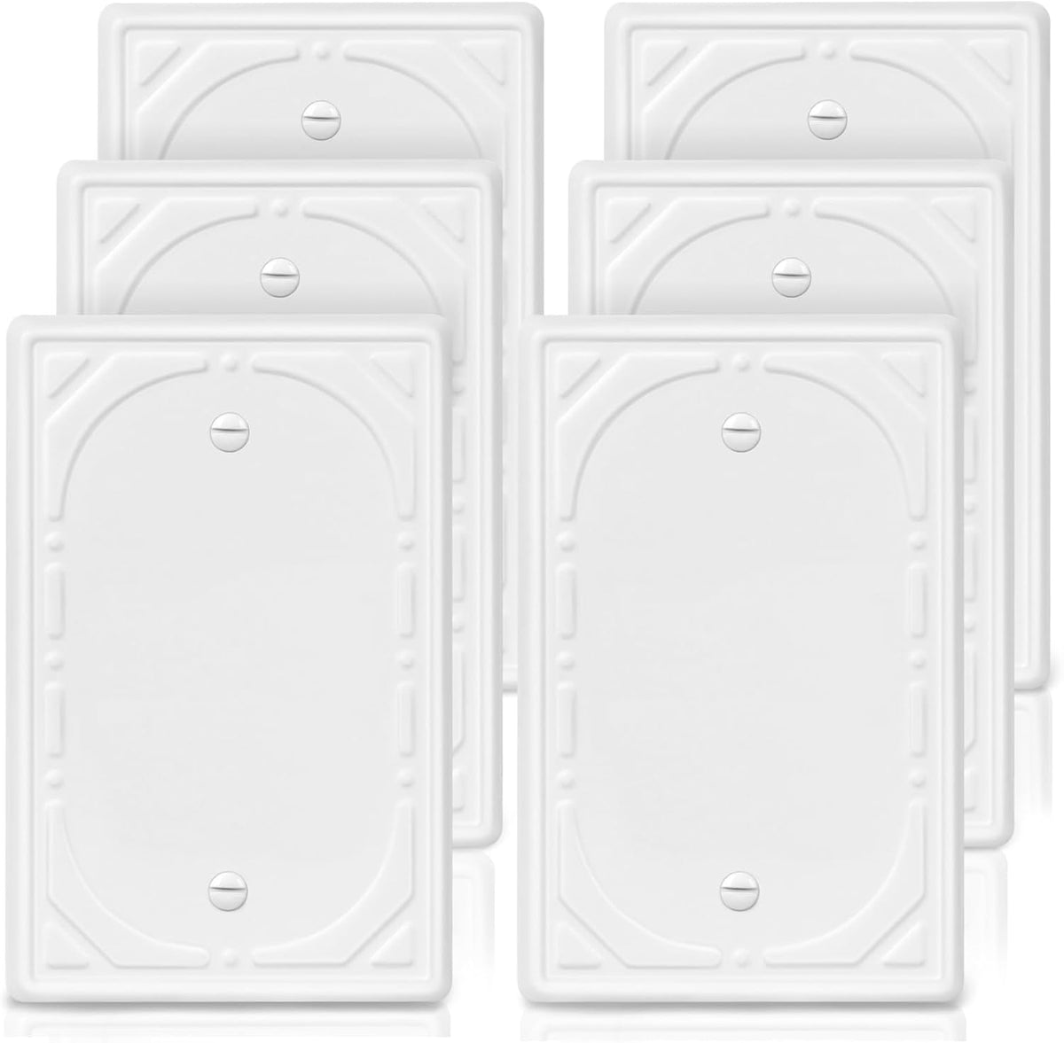 Off White Decorative Blank Light Switch Covers Plate, Metal Material 1 Gang Wall Plates for Blank Light Switch, Single Blank Switch Plate Cover - Classic Retro Style, 6 Pack