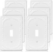 Off White Decorative Light Switch Covers Plate, Metal Material 1 Gang Wall Plates for Light Switch, Single Toggle Switch Plate Cover - Classic Retro Style, 6 Pack
