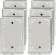 Brushed Nickel Decorative Blank Light Switch Covers Plate, Metal Material 1 Gang Wall Plates for Blank Light Switch, Single Blank Switch Plate Cover - Classic Retro Style, 6 Pack