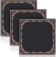 Double Blank Light Switch Covers Wall Plate, Metal Switch Plate Outlet Covers Oil Rubbed Bronze Decorative 2 Gang Wall Plate - Classic Retro Style, 3 Pack