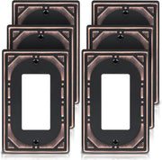 6 Pack Single Decorator Switch Covers Wall Plate, Oil Rubbed Bronze Decorative Rocker Switch Plates Outlet Covers for Receptacle, GFCI Outlet, Dimmer - Classic Retro Style, 1 Gang Decorator