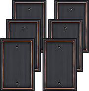 Oil Rubbed Bronze Decorative Blank Light Switch Covers Plate, Metal Material 1 Gang Wall Plates for Blank Light Switch, Single Blank Switch Plate Cover - Classic Style, 6 Pack