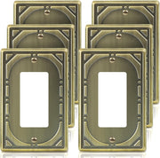 6 Pack Single Decorator Switch Covers Wall Plate, Antique Brass Decorative Rocker Switch Plates Outlet Covers for Receptacle, GFCI Outlet, Dimmer - Classic Retro Style, 1 Gang Decorator